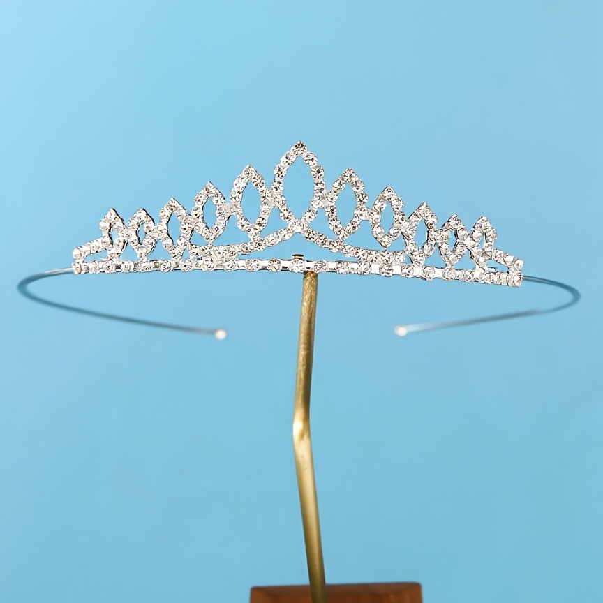 TEMU A Fashionable New Silvery Minimalist Accessory Crown Elegant Princess Headdress Dress Up Hair Additions Headband Prom Crown Birthday Party Adult