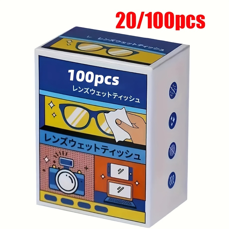 20/100pcs Lens and Lens Cleaning Wipes, Metal Jewelry Wipes, Anti-Fog Glasses Wipes, Mobile Screen and Glasses Cloth Wipes