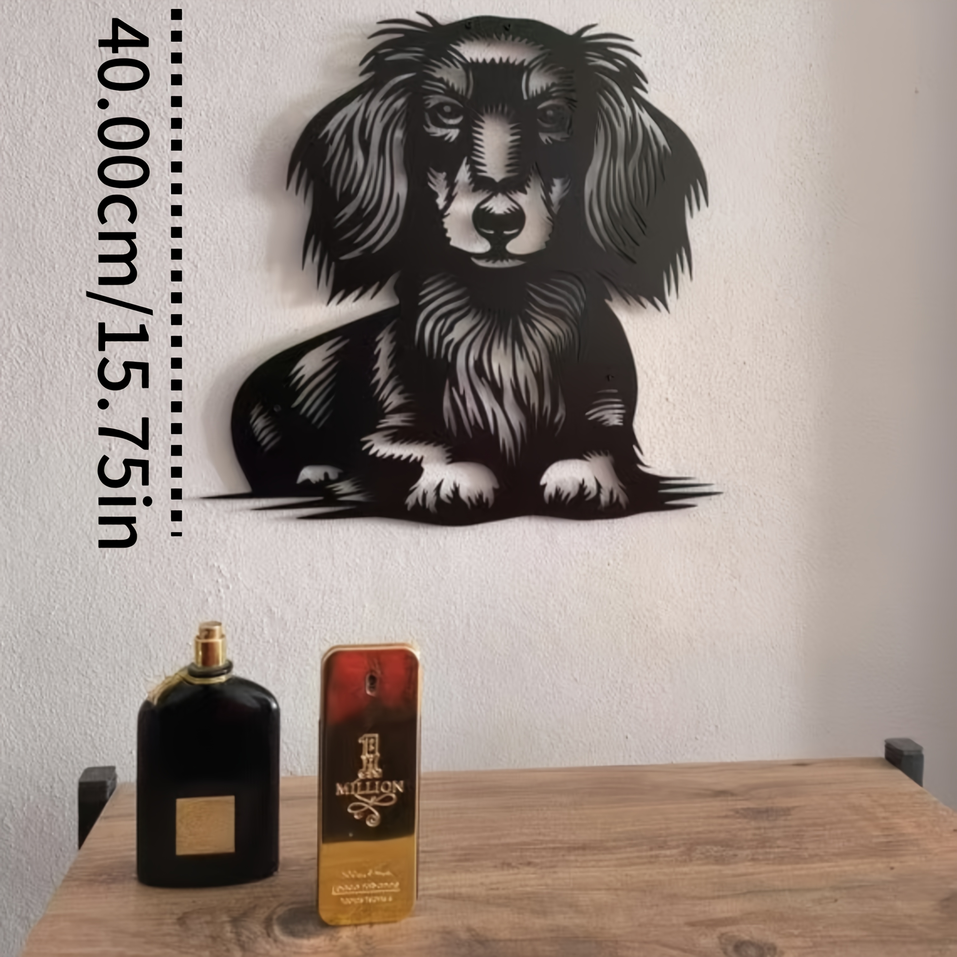 TEMU 1pc Long-haired Dachshund Metal Wall Art, Long-haired Dachshund Metal Wall Decoration, Gift For Dog Lovers, Cute Dachshund Home Decor Ornament,
