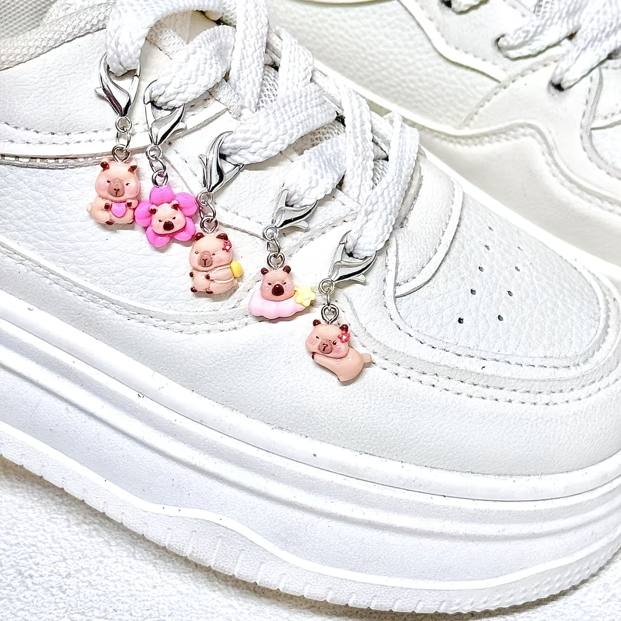 Image of 5pcs Cute Flower Capybara Shoelace Charms Exquisite Shoe Lace Decoration For Sneakers Boots Shoelace Pendant Bag Gift Birthday Present
