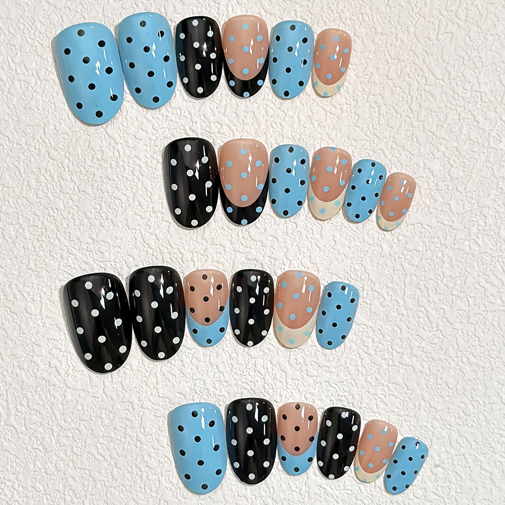 TEMU Change , 24pcs Multicolor Polka Dot Press-on Nails, With Jelly Glue And Nail File, Enhancing Your Temperament, Perfect For Festive Wear, Daily