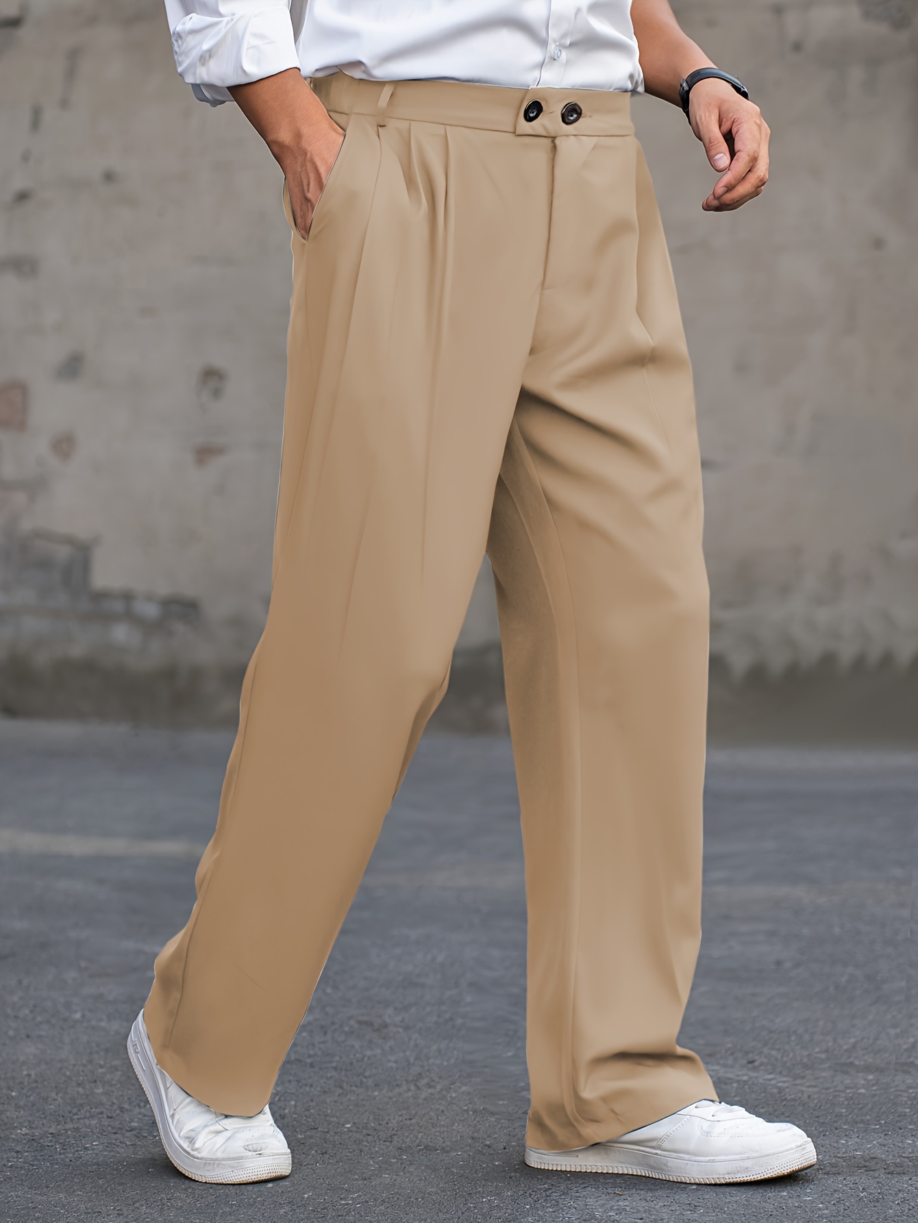loose fit dress pants men Cotton Polyester Blend main image 1
