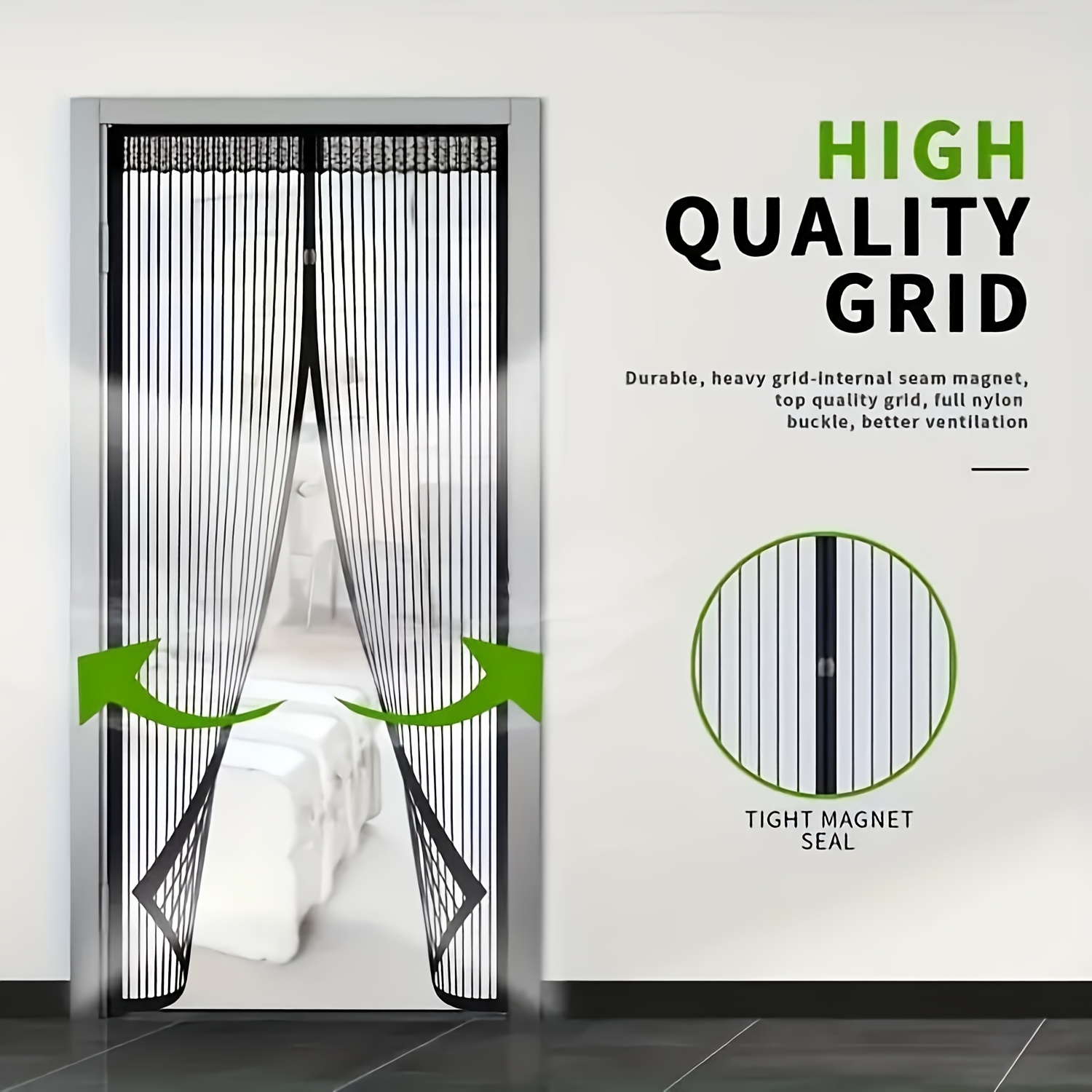 TEMU Heavy-duty Magnetic Screen Door With Magnetic Closure Suitable For Front/back Doors, Rv, Patio - Panel System, Bug Proof Mesh Partition, Install