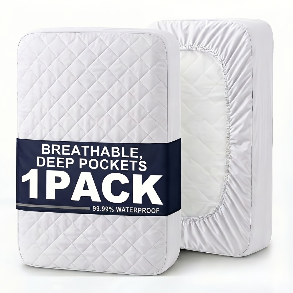 TEMU 1pc Luxury Waterproof Mattress Protector, Diamond Quilted Deep Pocket Mattress Cover Including Random Color, Breathable Cooling Mattress Pad,