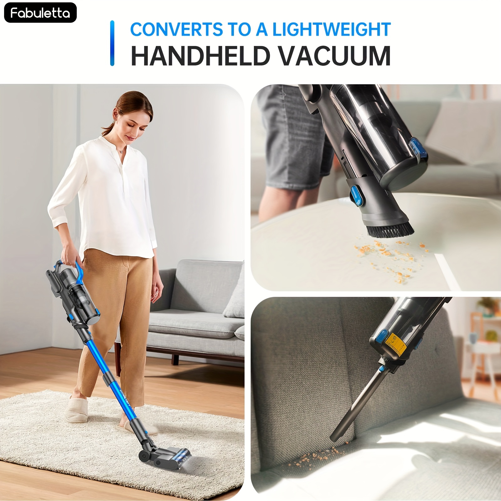 FABULETTA 24 Kpa Cordless Vacuum Cleaner - 6 deals in 1 Lightweight Stick Vacuum with