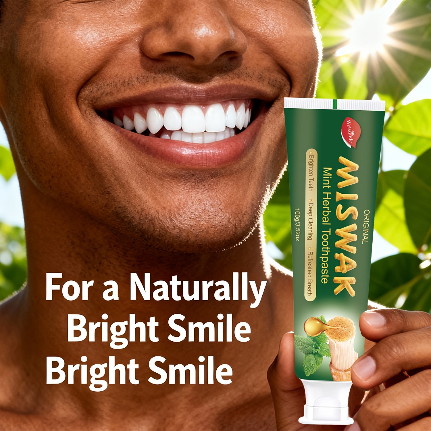 Miswak Stick Hydroxyapatite Toothpaste, Rich in Herbal Essence for Deep Cleaning & Brighter Smile, European Formula with Minty Fresh Breath, Gentle on Gums, Travel-Size 100g/3.52oz, Ideal Oral Hygiene Gift for Women & Men, Suitable for Everyday