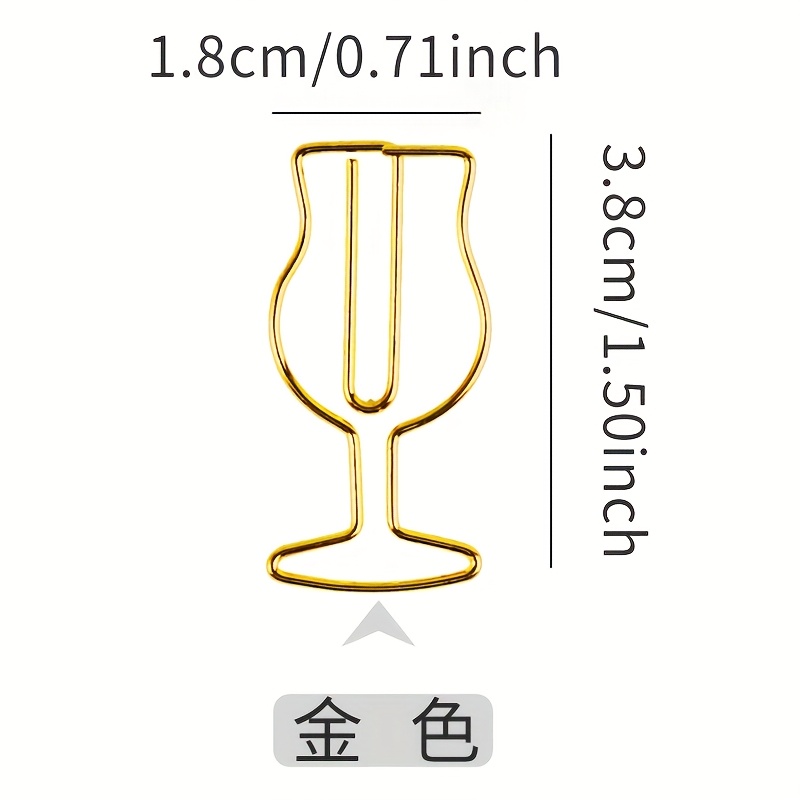 Image of 10 Rose Golden High Legged Cup Shaped Paper Clips, Office Stationery, Student Shaped Paper Clips, Used For Bookmarks, Binder, And Document Fixation