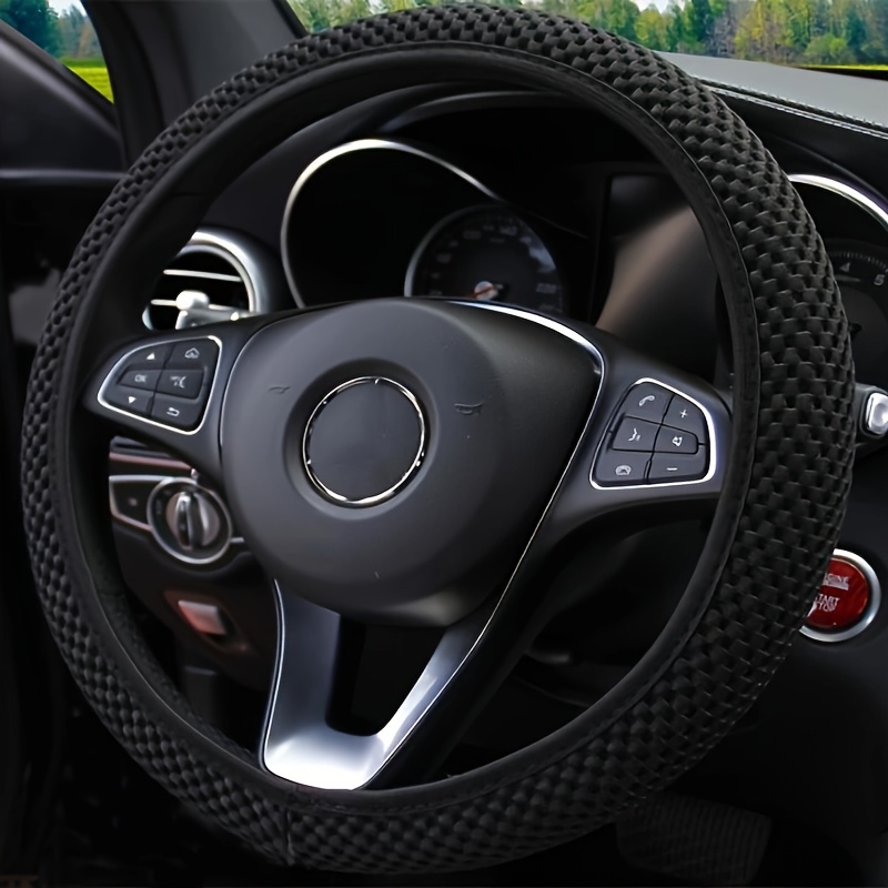 

Elastic Stretch Steering Wheel Cover, Warm In Winter And Cool In Summer, Universal 14.5-15 Inch/37-38cm, Microfiber Breathable Ice Silk, Anti-slip