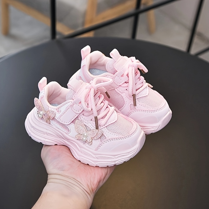 Pink Cute Little Girl Tennis Shoes Girls' Sparkling Sneakers - Main Image