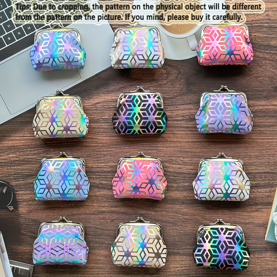 Image of 12pcs Fashion Hot Gradient Geometric Pattern Coin Purses, Creative Handbag Coin Bag Key Bag Personalized Party Gift Bag
