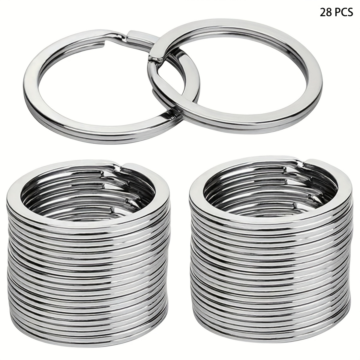 TEMU 28 Stück 1-Zoll offene Schlüsselringe, flache Metallschlüsselringe für Haushaltsorganisation, Autoschlüssel, DIY-Basteln (5 Farben)