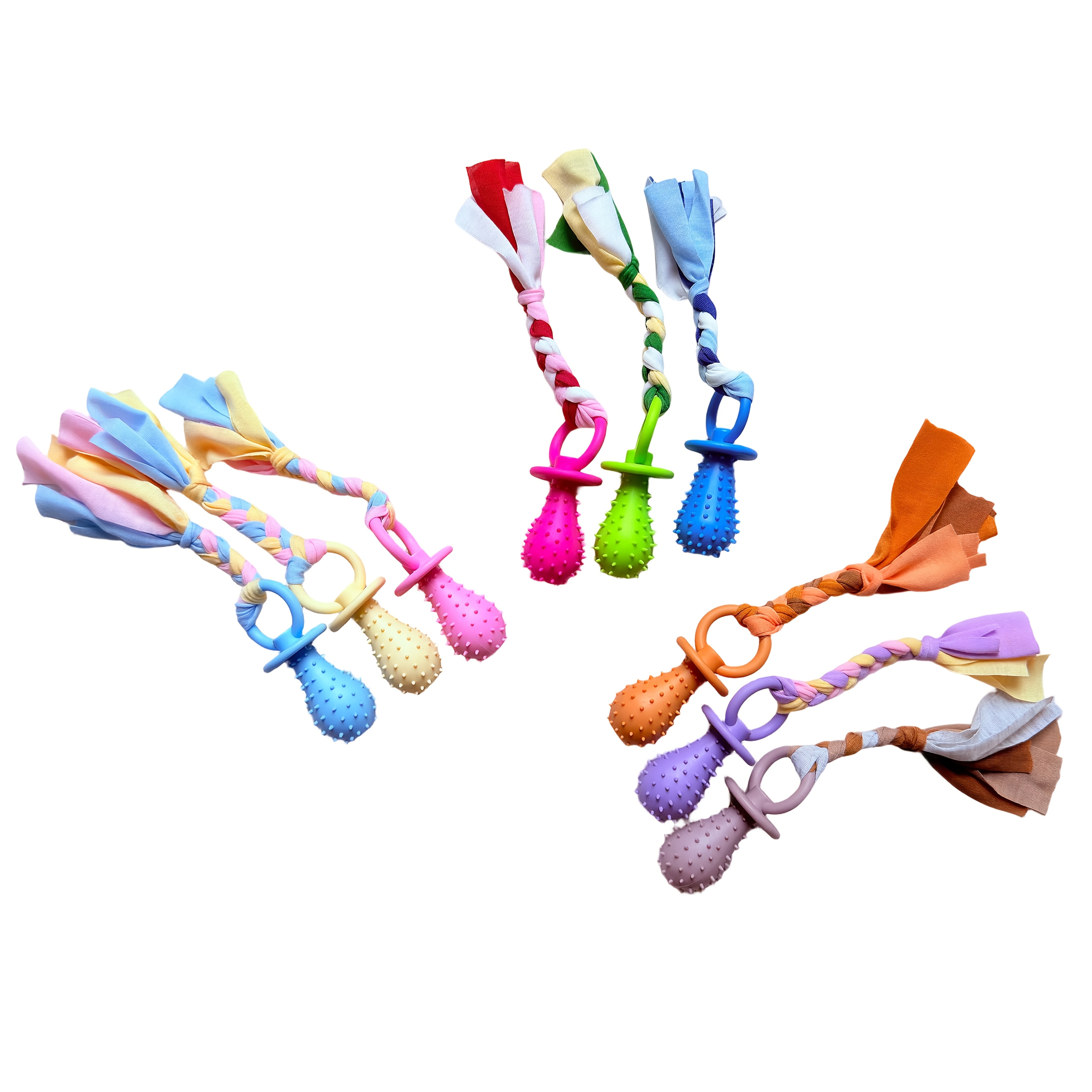 TEMU 9pcs Durable Dog Chew Toys Set - Premium Pacifier-shaped Puppy Teething Toys, Interactive Rope Toys For Puppies And Small Dogs, Soft And Safe,