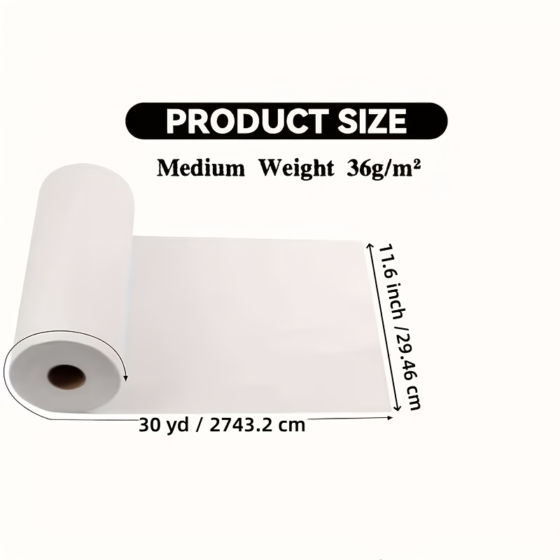TEMU 11.6-inch X 30-yard Medium-weight Non-woven Fabric Interfacing, Polyester Single-sided Interfacing, Suitable For Diy Craft Materials