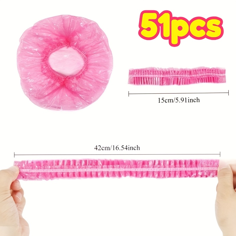 TEMU 51-pack Extra-thick Extra-large Caps, Elastic Shower Caps, Stretchy Headscarves, Unisex, Suitable For Long And Fluffy Hairstyles, Braiding