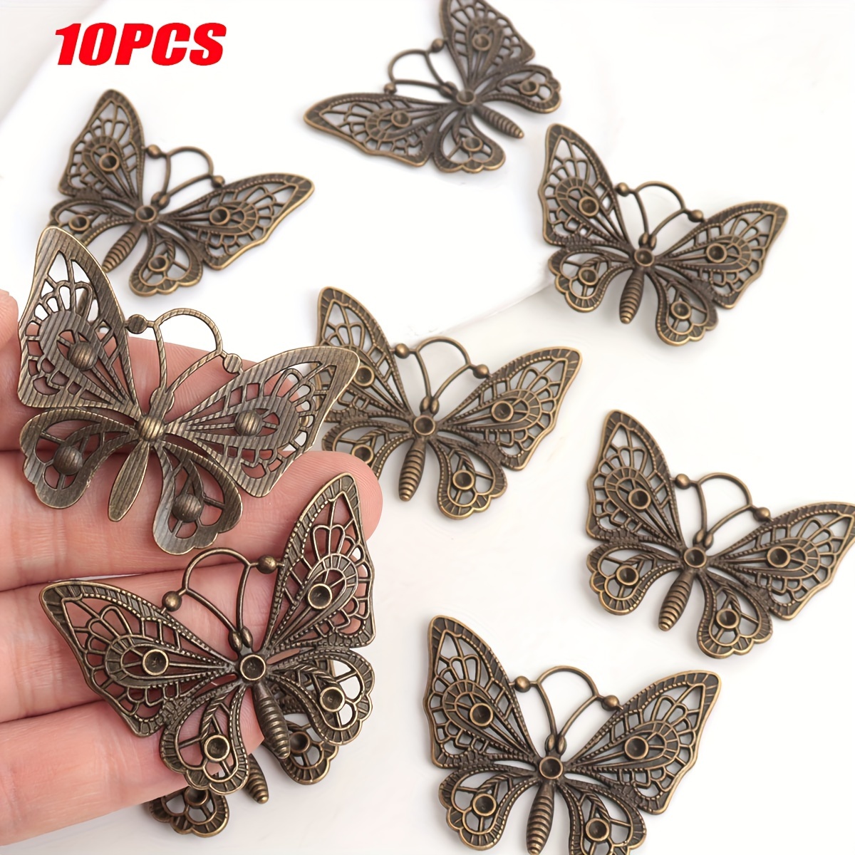 TEMU 10-pack Antique Silver Plated Pendants | Hollow Alloy Jewelry Accessories, Ideal For Keychains And Backpack Charms