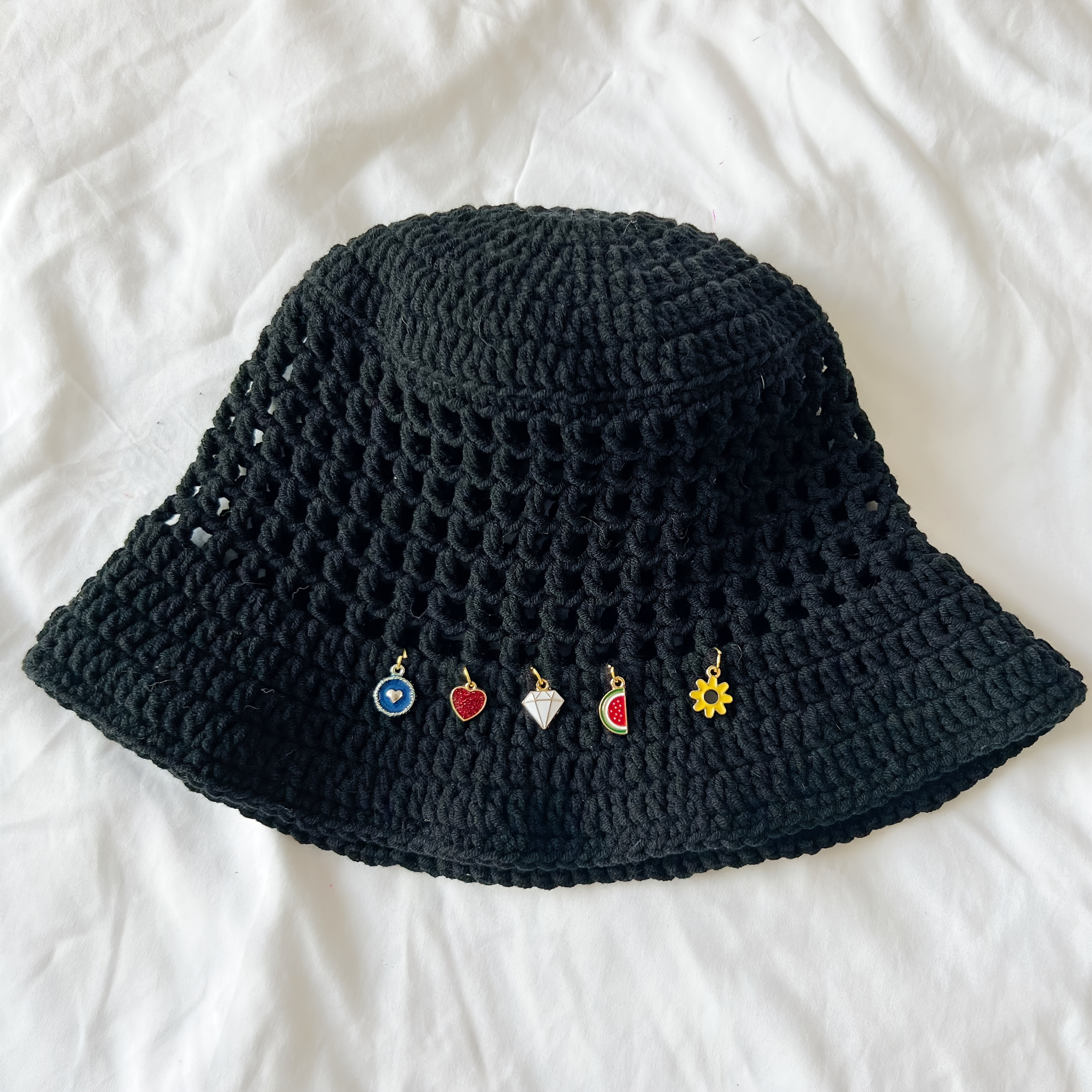 Image of Women's Fisherman Hat Mesh -match Handcrafted Hollow-out Cap Spring Summer Autumn Winter Pendant Tassel Bucket Hat