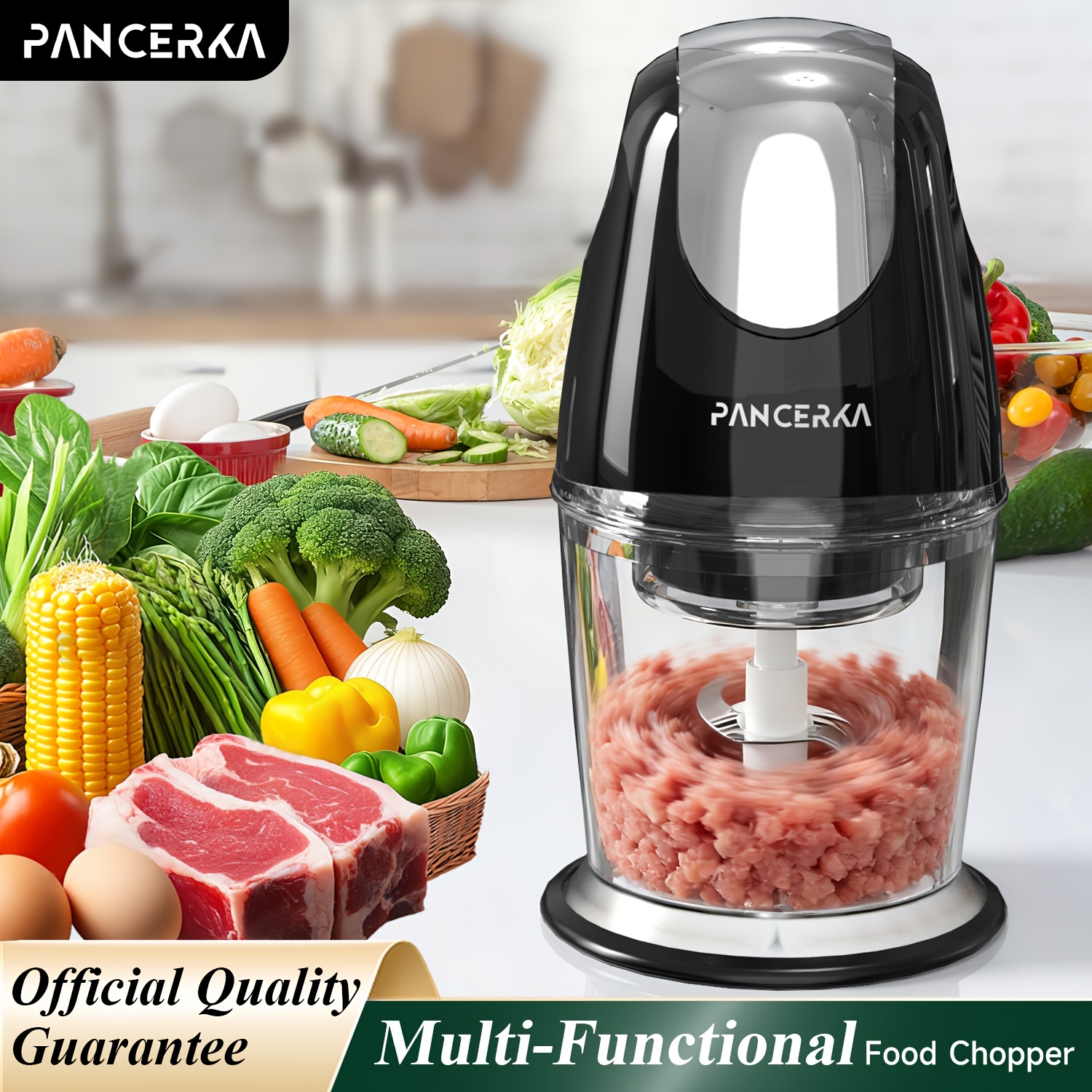 TEMU Pancerka Electric Mixer, Food Processors, Meat Grinder, Electric Vegetable Chopper, With 4 Stainless Steel , 600ml Capacity, Easy To Store, For