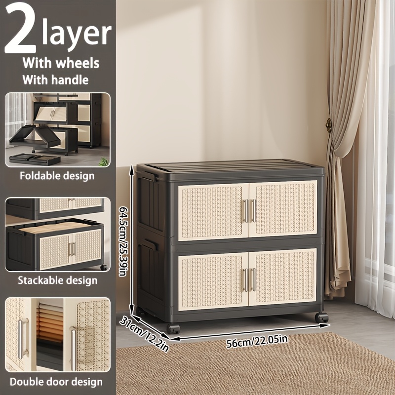 Large-Capacity Plastic Storage Bin with Lid, Foldable Storage Bin