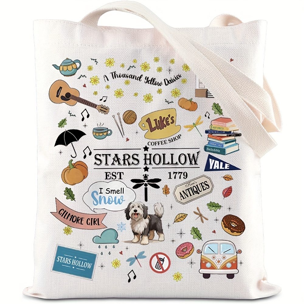 

Stars Hollow & Fans Canvas Tote Bag - Chic Shoulder Bag For Women, Ideal For Students, Groceries & Everyday Use - Perfect Gift For Christmas, , Thanksgiving