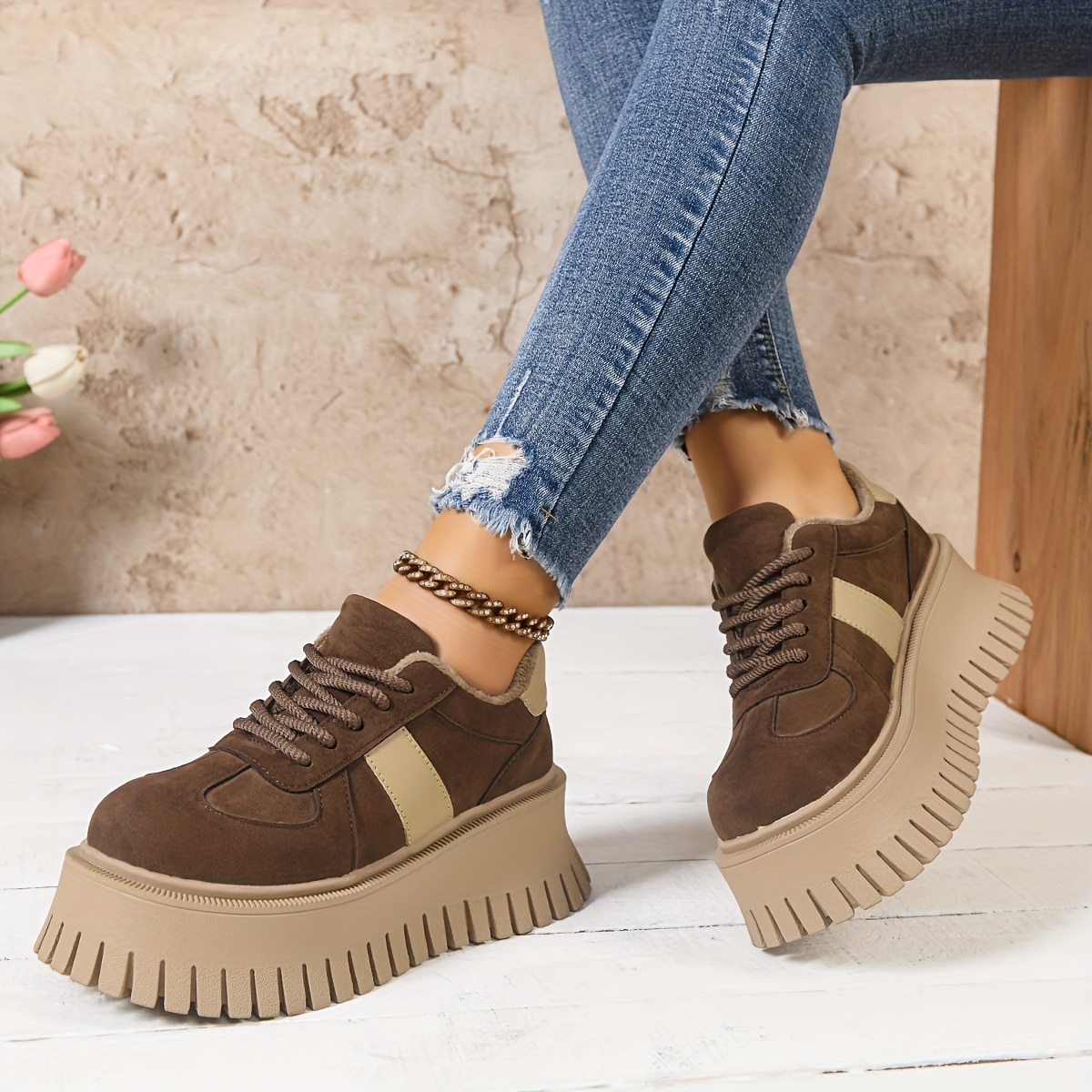 TEMU Thick-soled High-heeled Women's Casual Shoes Platform -garde Women' Shoes, Women Shoes, Sneakers