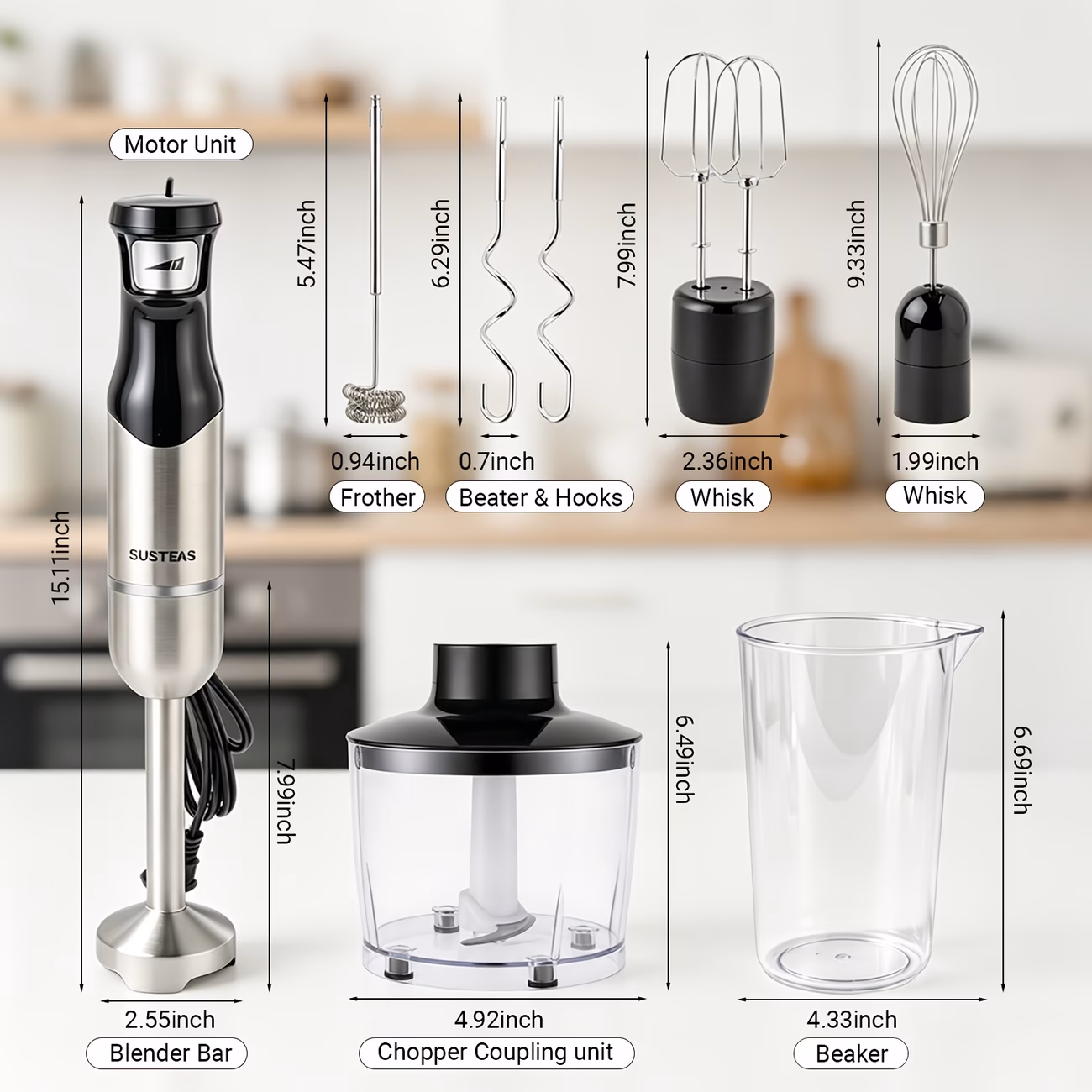 8-in-1 Multi-Function Handheld Blender, All-...
