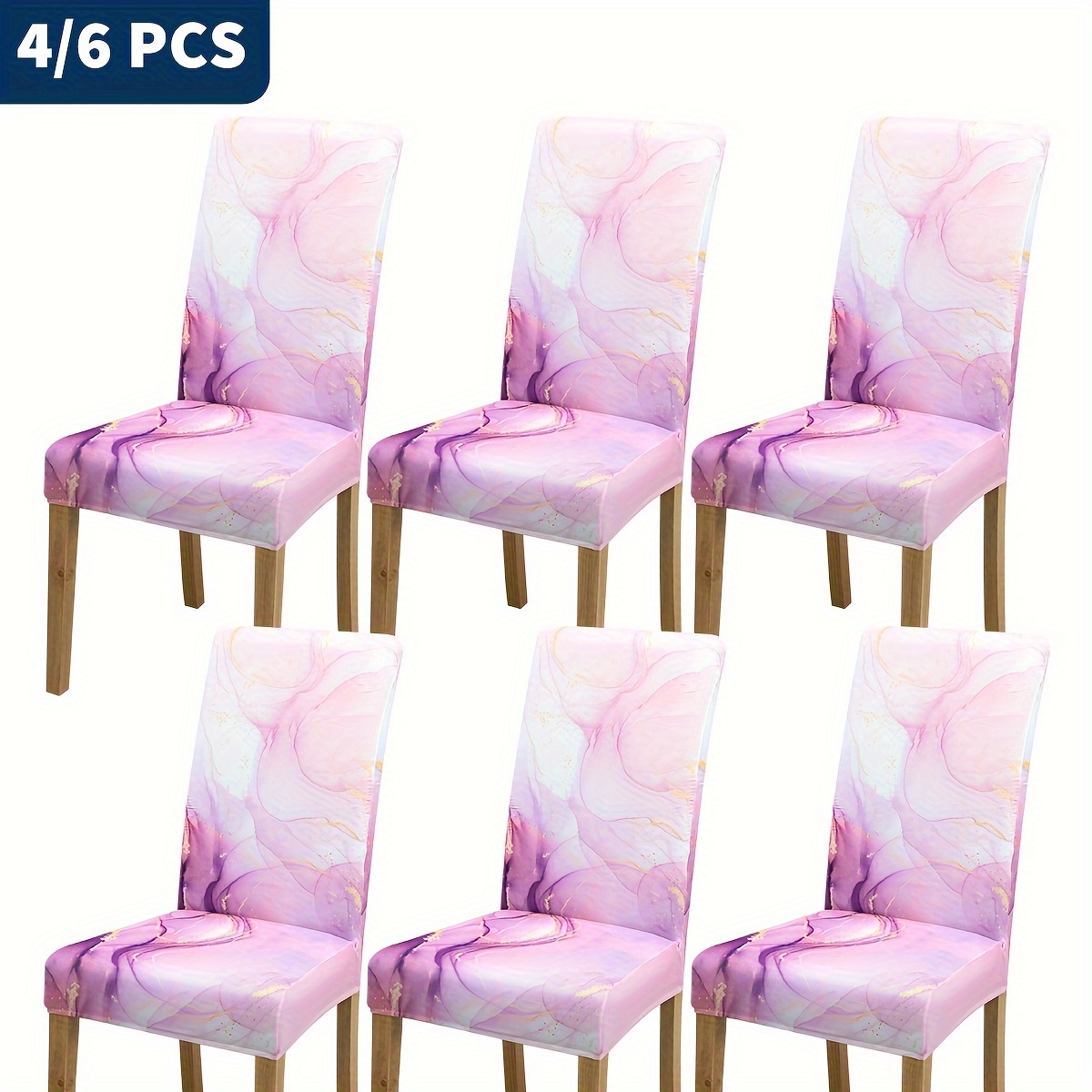 

4/6 pièces housses de chaise à motif de marbre violet, housse de chaise de salle à manger, housse de protection de meubles, pour salle à manger, salon, bureau, décoration de la maison