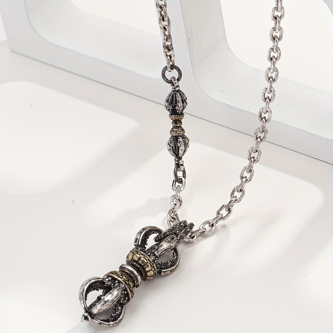 TEMU Collana elegante multiuso argentata con per sottomettere i e ciondolo in stile vintage, accessorio T120