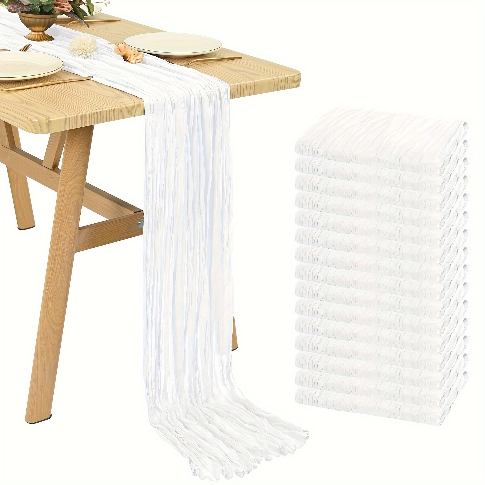 15 Pcs Cheesecloth Table Runner 10ft Boho Gauze Cheese Cloth 20x120 Inch Long Rustic Sheer Table Runner For Wedding Birthday Party Bridal Shower Reception Table Décor Multiple Colors For Weddings Graduation Season Outdoor Events Entertain Guests