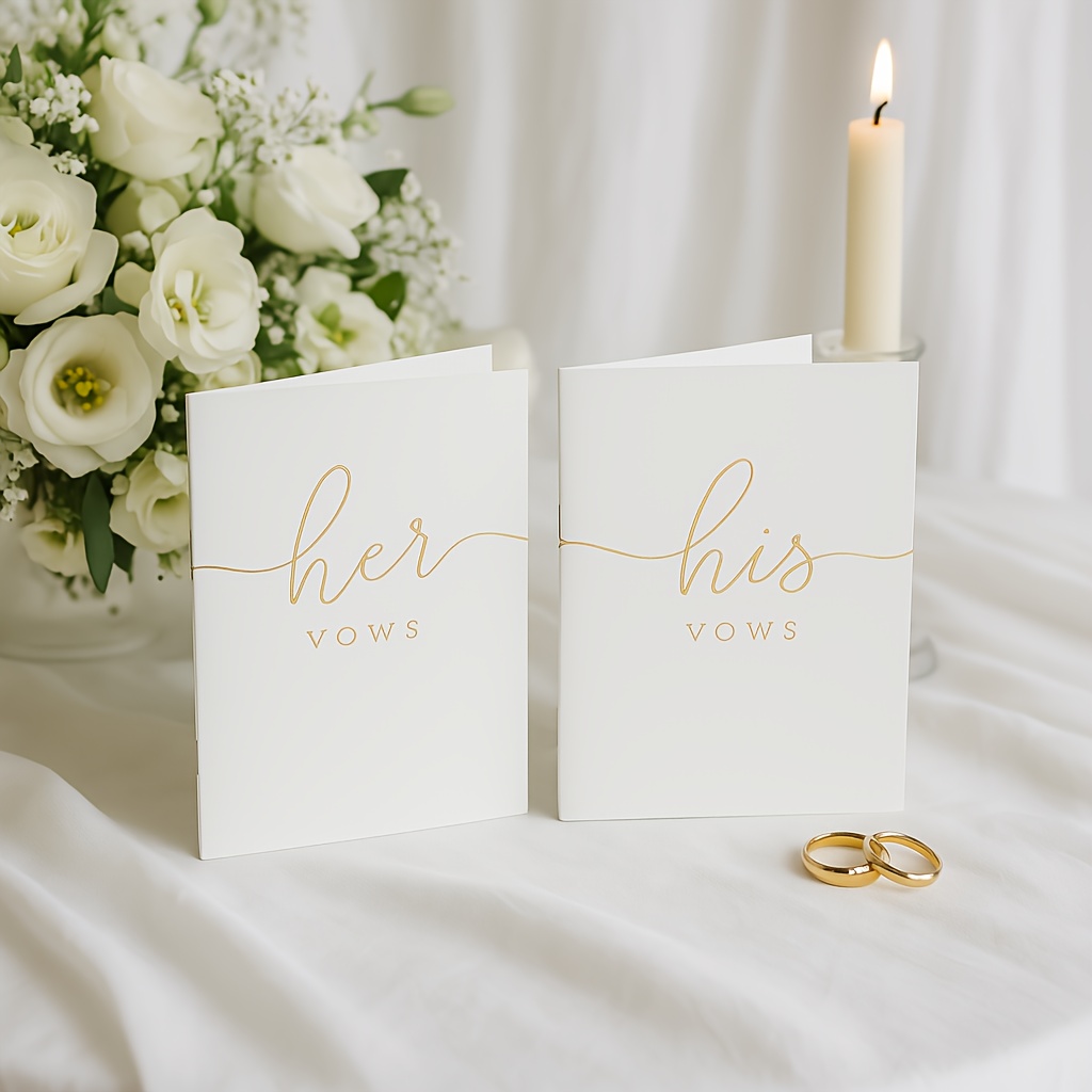 2pcs Modern Wedding Vow Books His And Hers - Bride And Wedding Notebook With 28 Pages - 5,5" X 3.9" 14cm X 10cm Great For Vow Renewal - Bridal Shower Gifts - Booklet - Bonus Time Love