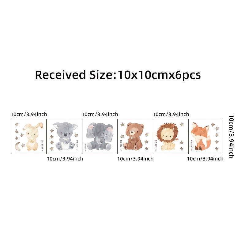Watercolor Jungle Animals Light Switch Wall Stickers, 6pcs Set