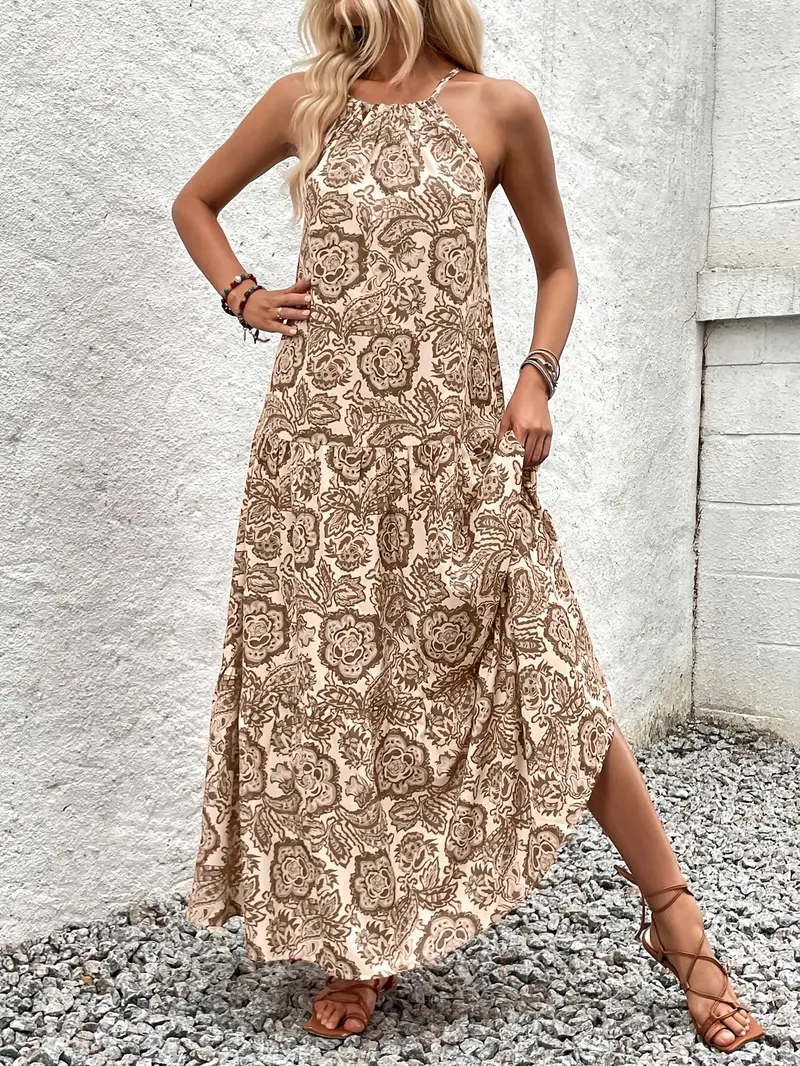 cute summer halter dresses Kristen Pink Floral Halter Mini Dress - Size M - Sky to Moon