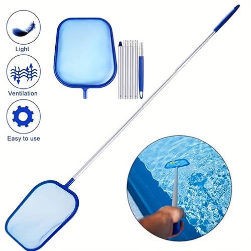 telescopic pool skimmer net extra fine mesh with 8ft extendable pole heavy duty pp basket for spa hot tub cleaning leaf removal tool for fountains