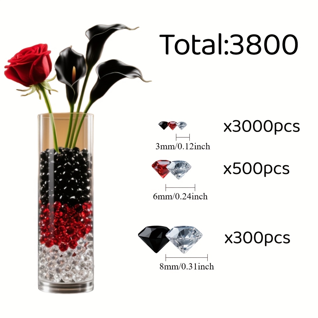 E-shop 3800 Stück Vintage-inspirierte unechte Diamanten - Altmodischer Glanz, facettiert für Heimdekoration, Hochzeitsdekorationen, Vasenfüller,