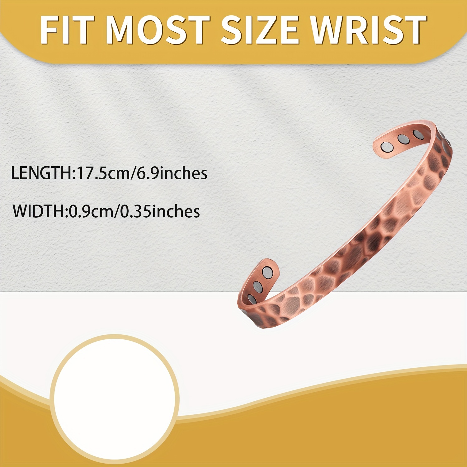 Copper Magnetic Adjustable Cuff Bangle Bracelet for Women & Men