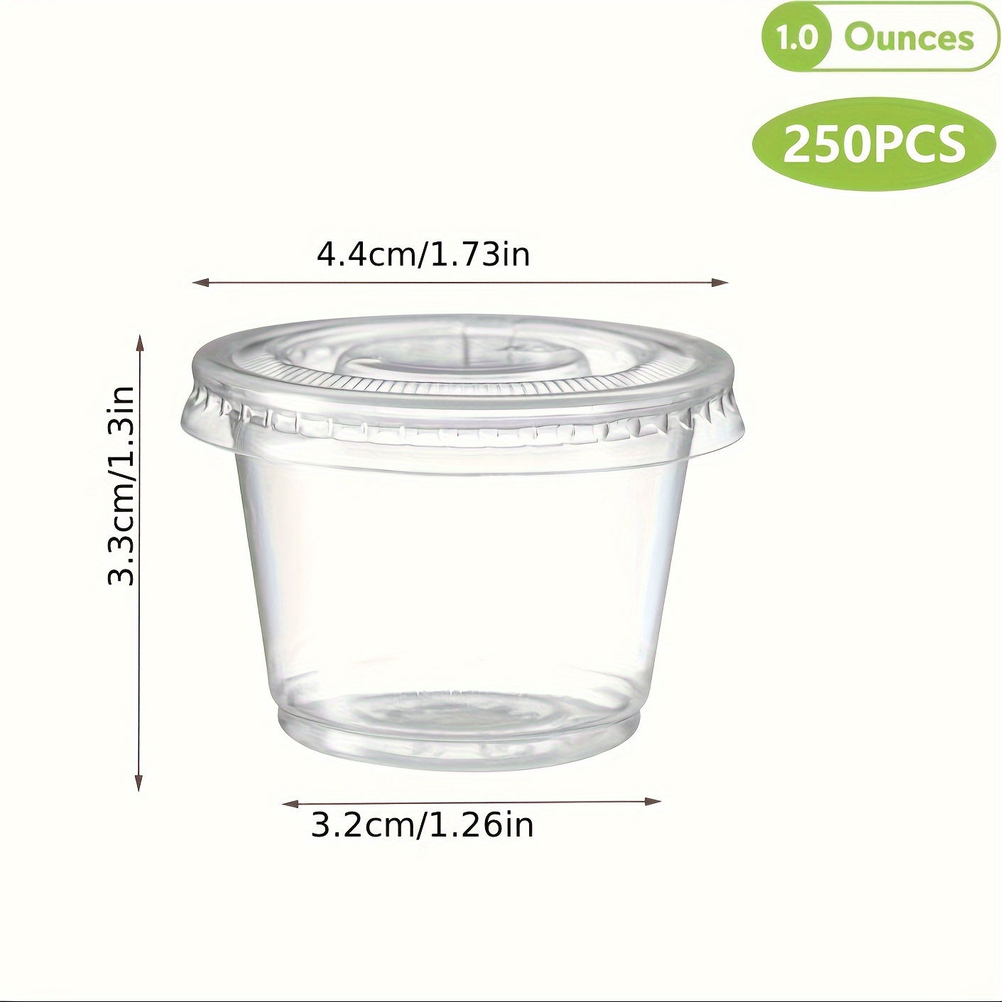Image of 250pcs Shot Cups With Lids - Plastic Leakproof Airtight Lid Suitable For Salad Dressing, Dipping Sauce Containers, Condiment Cups, Portion For Parties, Lunchboxes, Picnics, Trips - Plastic Cups