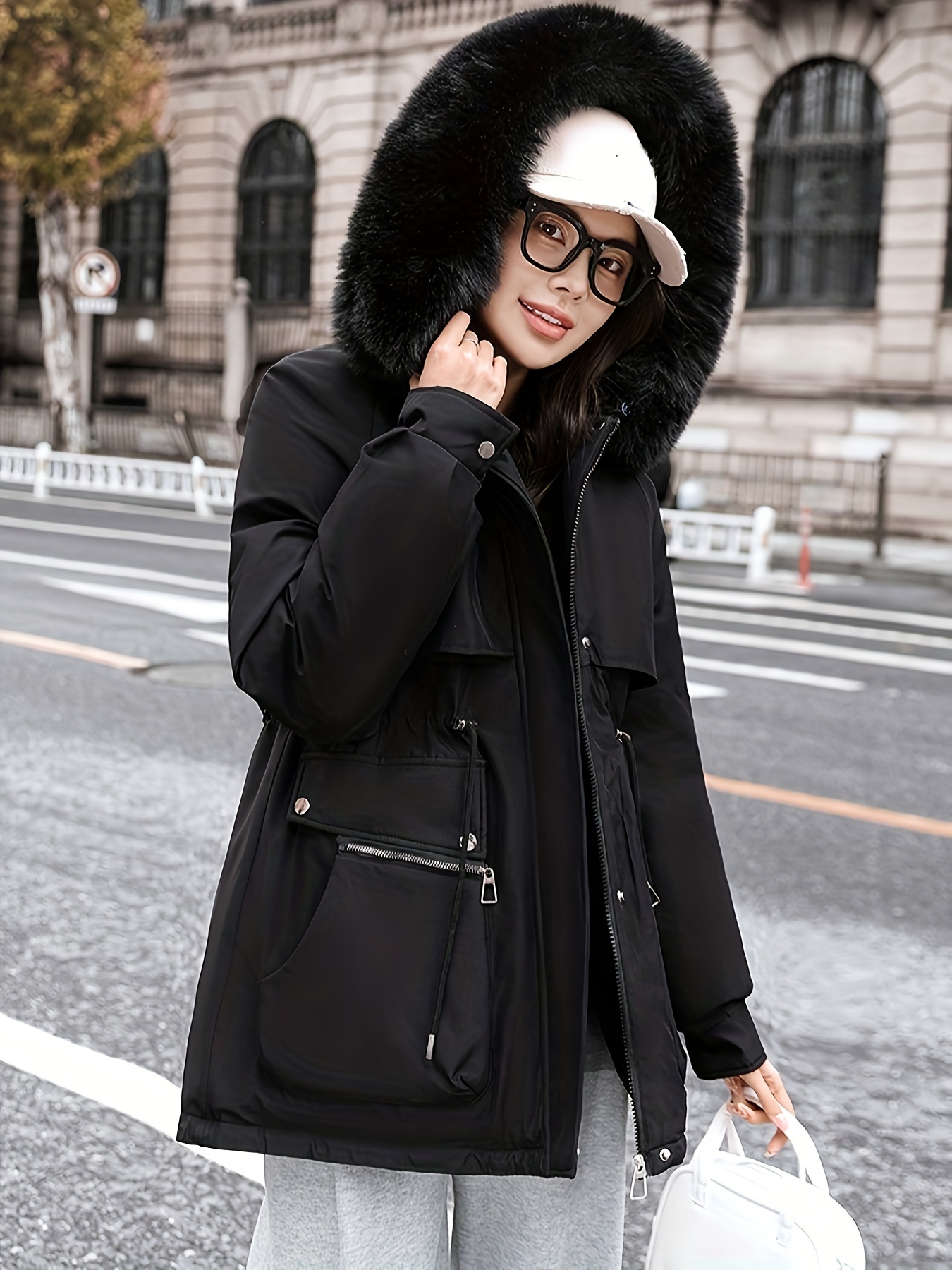 Manteau D'hiver Chaud Femme Réversible - Doublure Polaire Sherpa Capuche Longue - Veste Matelassée Pour Plein Air Et Ville