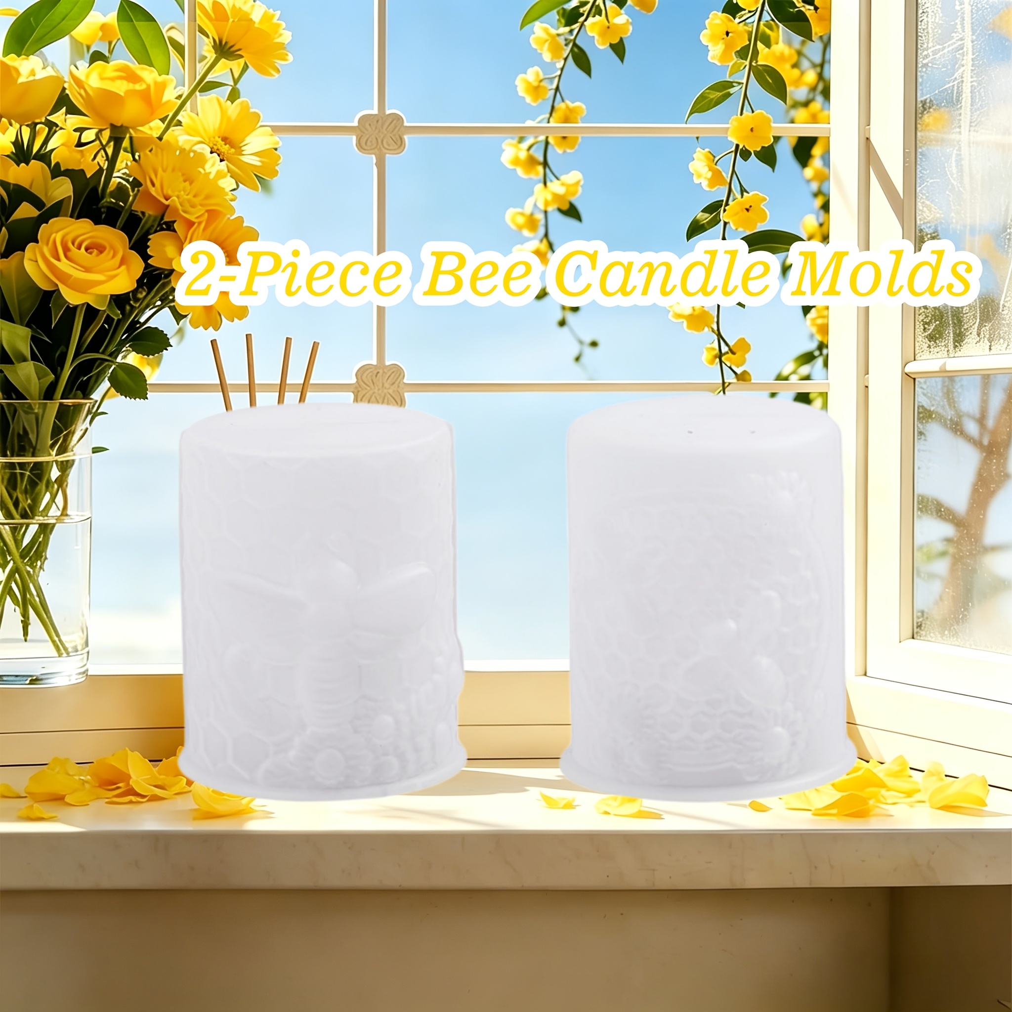 TEMU Set stampi in silicone a forma di ape per candele, stili a forma di ape, , e cilindrico, adatti per resina, candele, , prodotti in cera d'api,