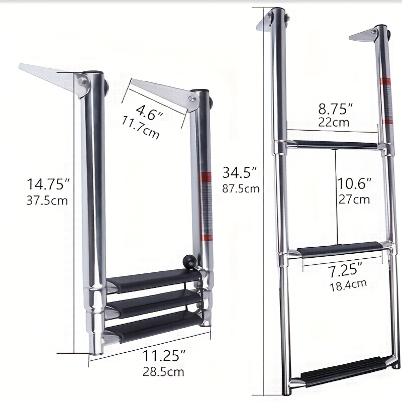 Stainless Steel Telescoping Boat Ladder with 3 Steps