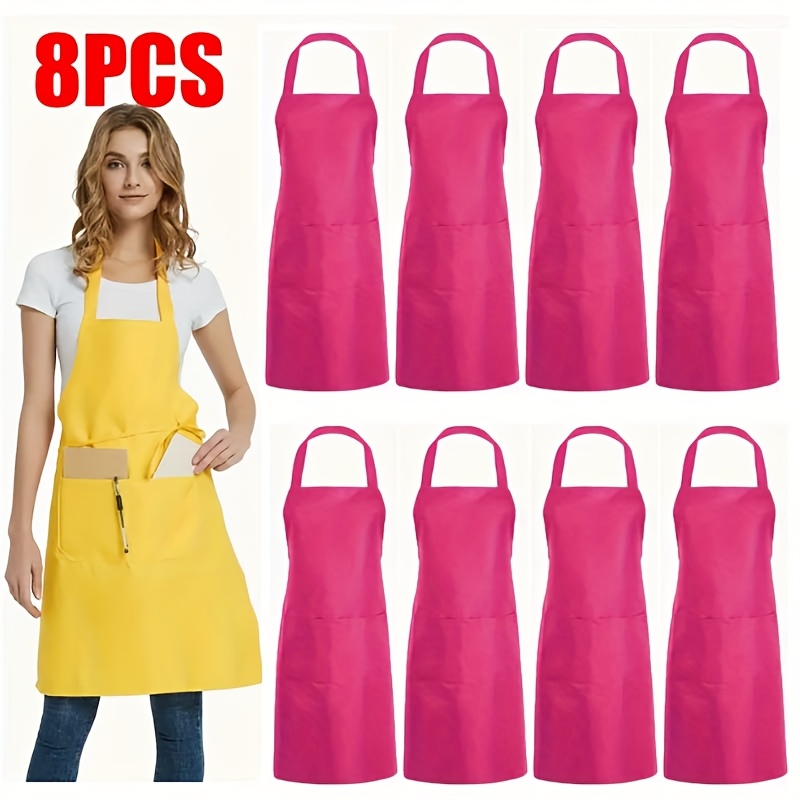 TEMU Custom Logo Printed And Embroidered Colorful Aprons In A Set Of 8, Perfect For Home Baking, Chefs, Hair Salons, Cake And Dessert Shops, Pottery,