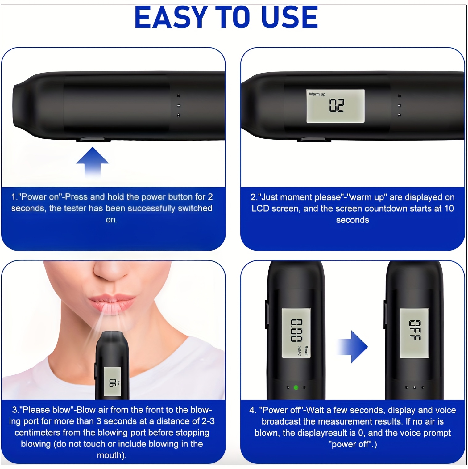 Pocket-Sized Digital Breathalyzer, breathalyzer alcohol tester, alcohol breath tester, Accurate and Sensitive Portable Alcohol Tester with LCD Display, Continuous Detection, Type-C Rechargeable, Suitable for Personal Individual, Queue, Roostertail Party, Etc