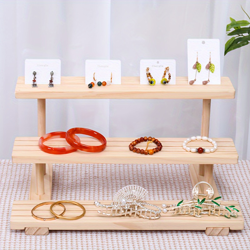 Organizador de joyas, caja de almacenamiento de madera de 2 capas con  soporte de árbol de joyería de 6 niveles, para exhibición de joyería,  collares