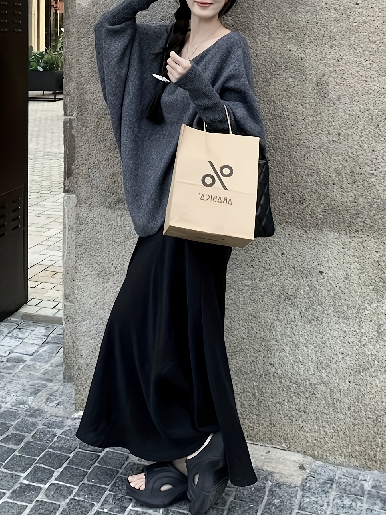 womens oversized sweater soft loose fit longline Temu Australia - Main Image