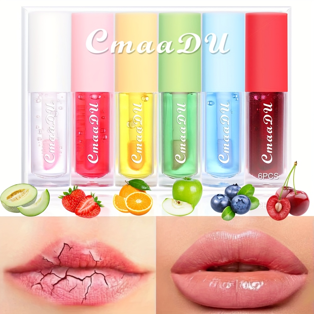 TEMU Ccmaadu 6pcs Fruit-flavored Color-changing Lip Gloss