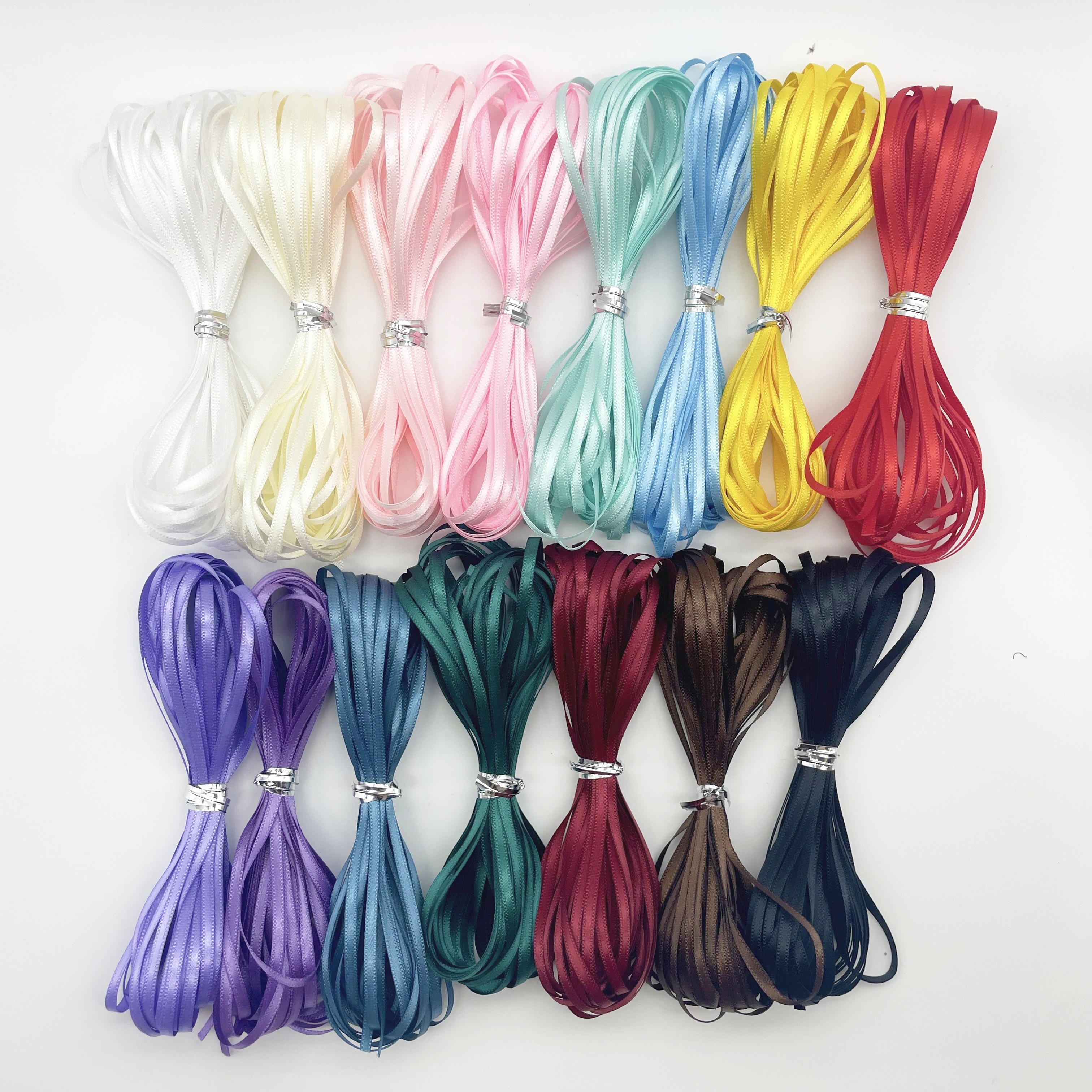 Image of 15 Rolls,3mm/0.11inch Diy Satin Ribbon Trim Fabric Clothing Accessory Handmade Craft Trims Holiday Wedding Decoration Gift Wrap Colorful Hair Tie Ribbons, Can Choose Color Christmas Decorations