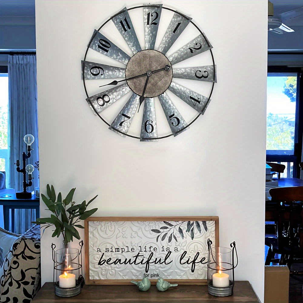 

24" Galvanized Metal Decorative Clocks For Dining For Decor