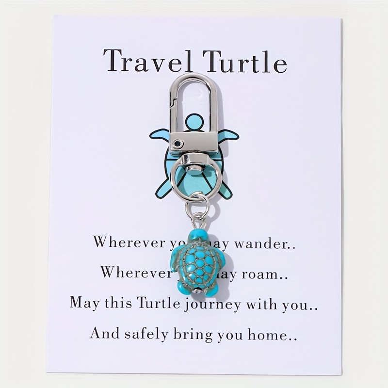 

1pc Cute Mini Turtle Keychain Faux Turquoise Animal Alloy Key Chain Ring Bag Backpack Char Earbud Case Accessories Valentine's Day Gift