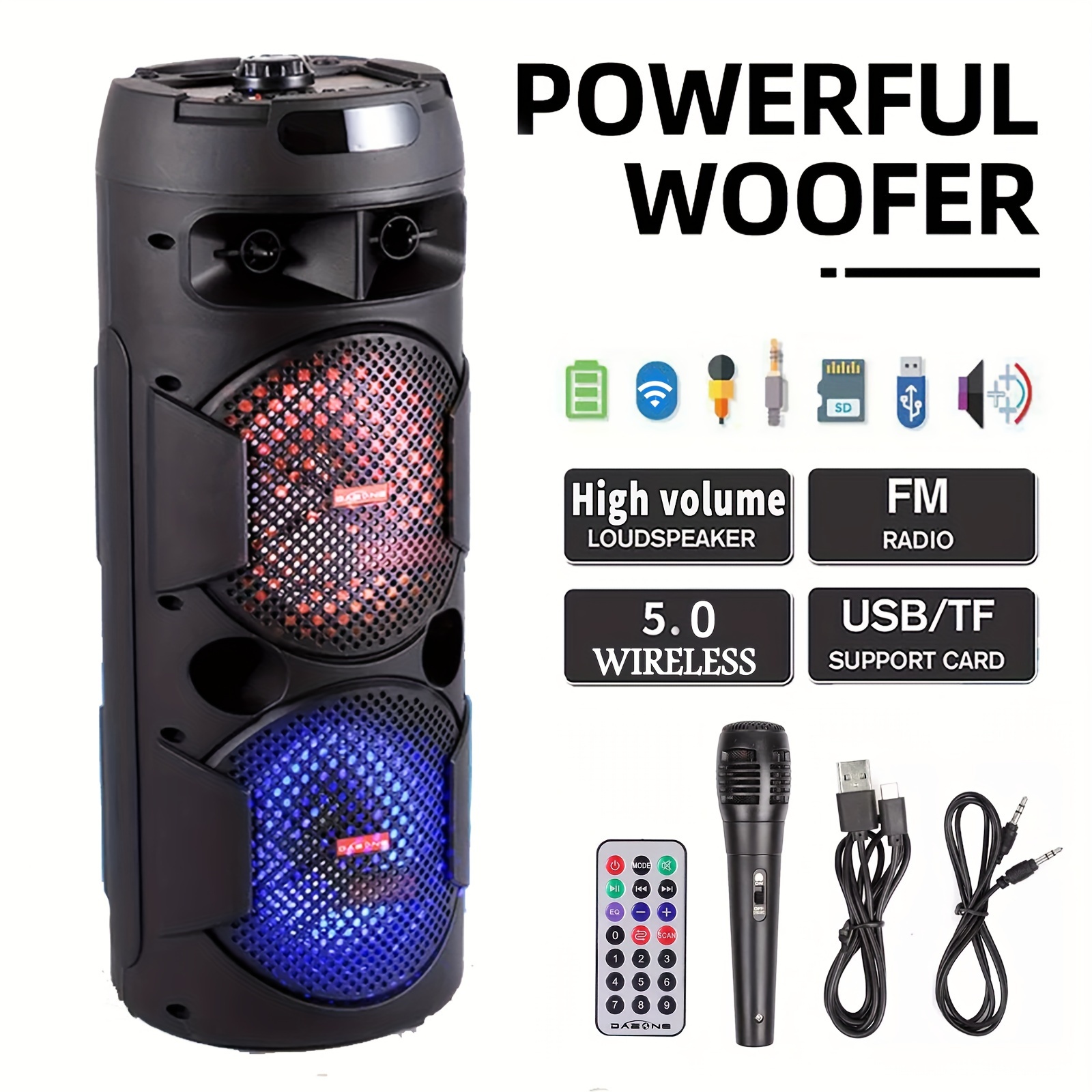 

3000w Portable Wireless Pa 6.5'' Subwoofers, Wireless Portable Pa W/ In, , Usb/aux/rca/fm , - Qs-2626