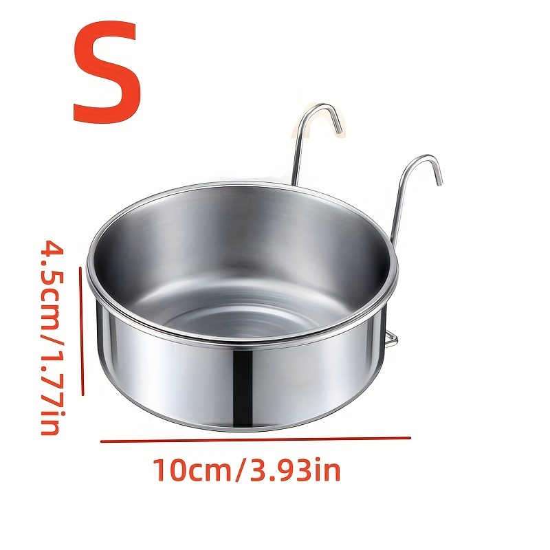 TEMU Cat And Dog Supplies Stainless Steel Feeder Hook Type Dog Cage Hanging Utensils Food Bowl Water Bowl Water Cup Dog Food Cup