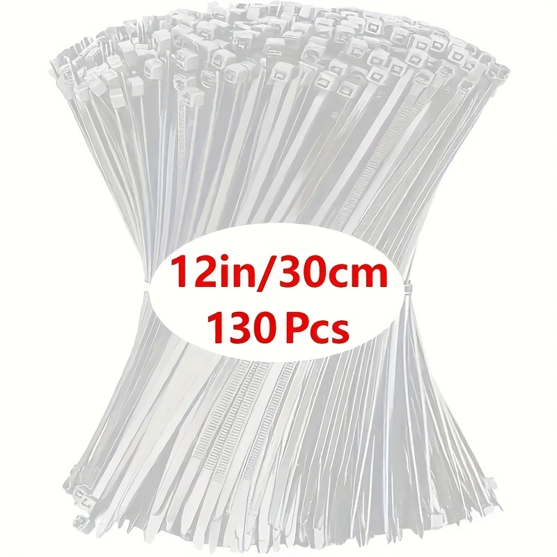 130pcs Self-locking Plastic Cable Ties, With Sizes Of 4/6/8/12.0 Inches - A Durable Cable Management Solution Suitable For Homes, Offices, And Fence Grids. Cable Ties Are Used For Organizing Cables.