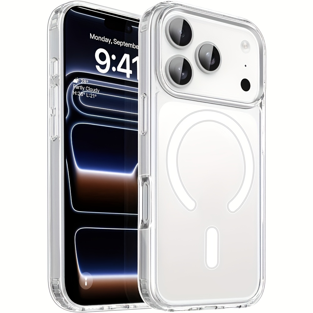 TEMU Coque de téléphone - Coque de chargement fil magnétique originale pour iPhone 18 Pro Max 18 Pro, couverture arrière transparente